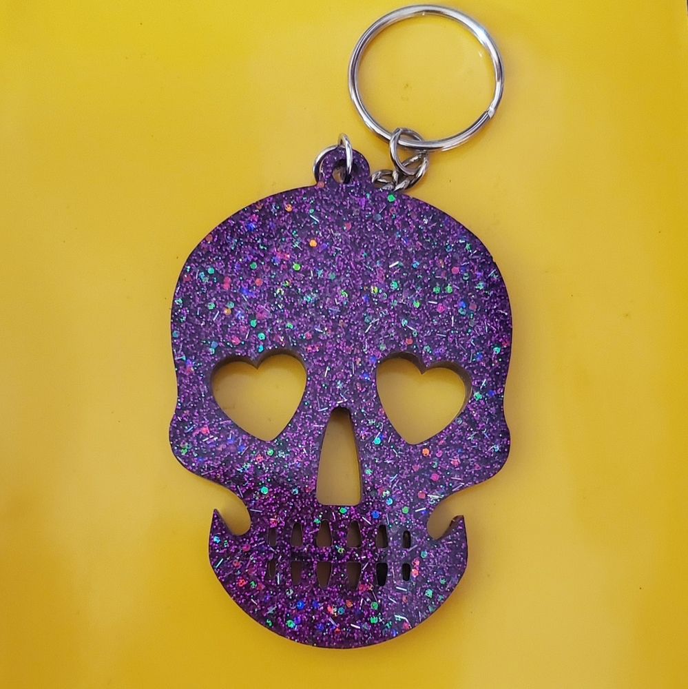 Purple Skull Keychain